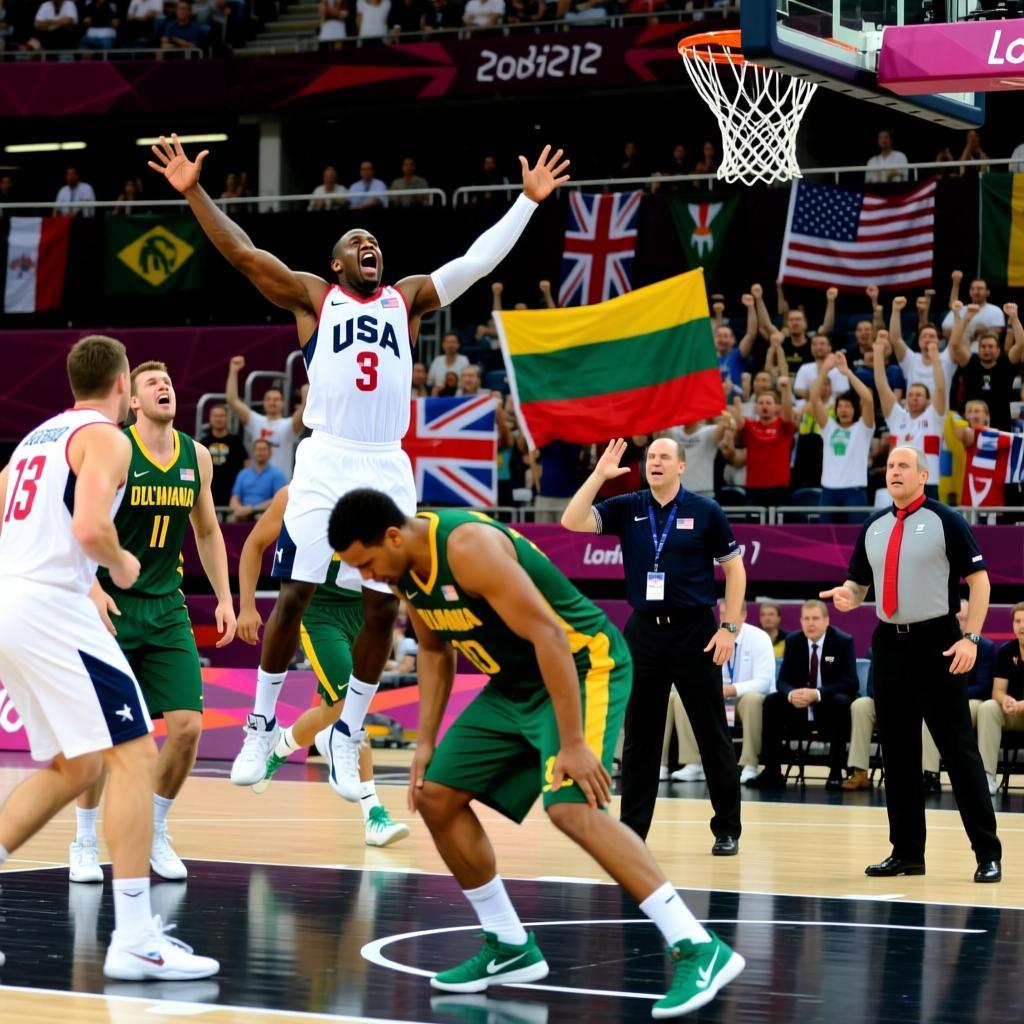 2012奥运会美国男篮vs立陶宛：巅峰对决中的坚韧与荣耀